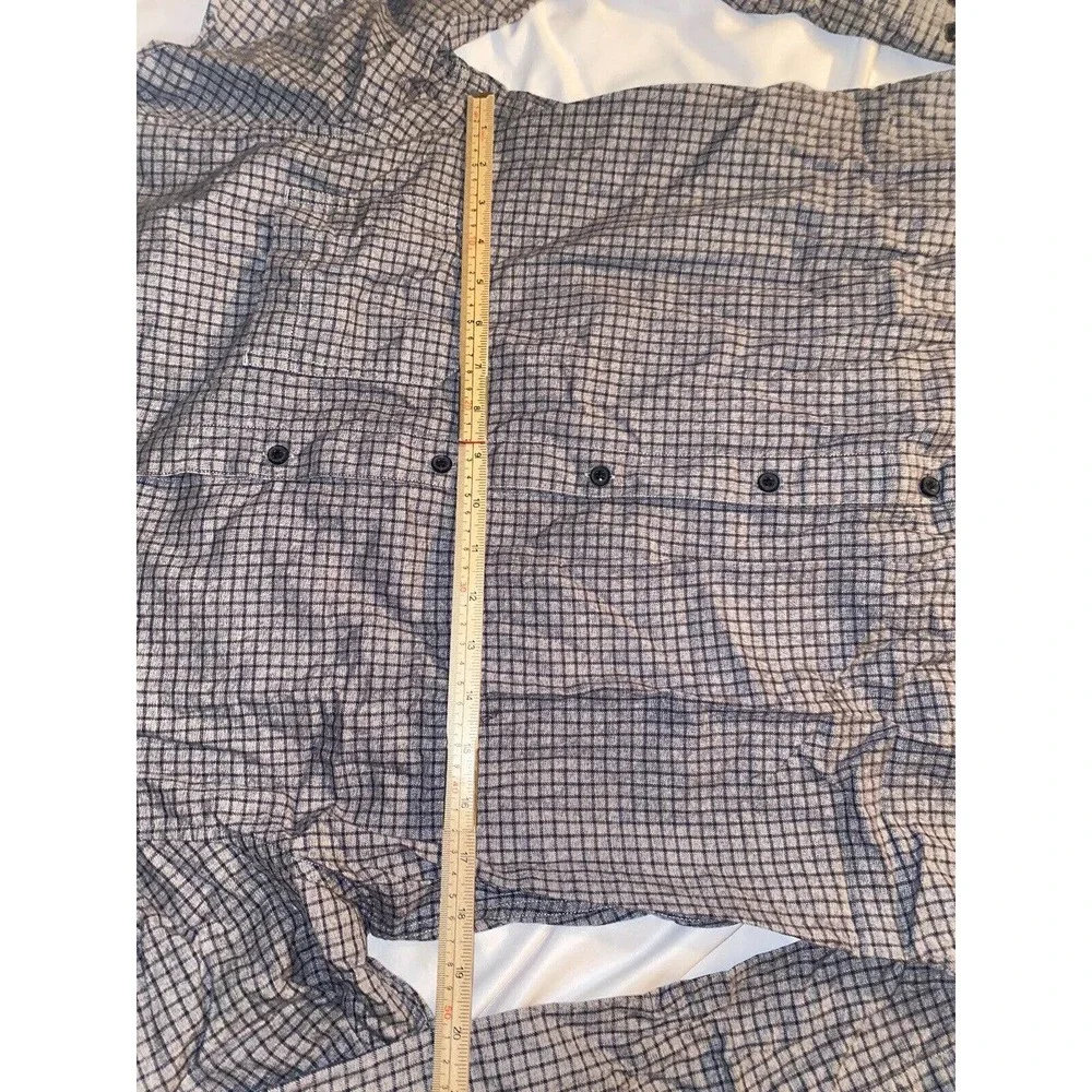 Banana Republic Luxe Flannel Camden Fit Windowpane Gray‎ Shirt Size Medium
